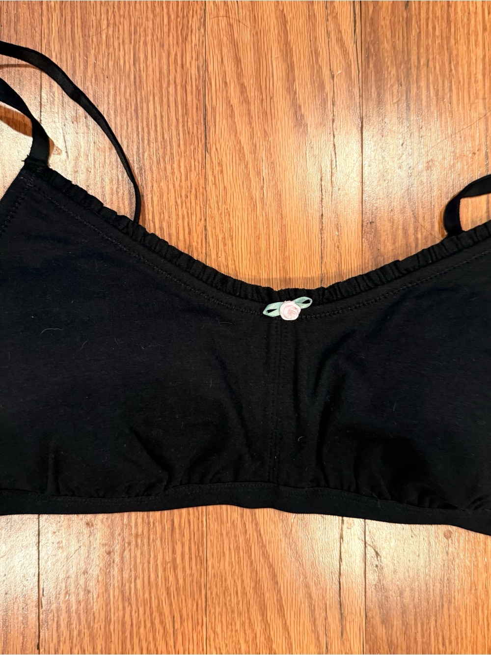 NWOT SOSO Women’s Cotton Comfort Bralette - Black and Light Gray - Picture 2 of 3